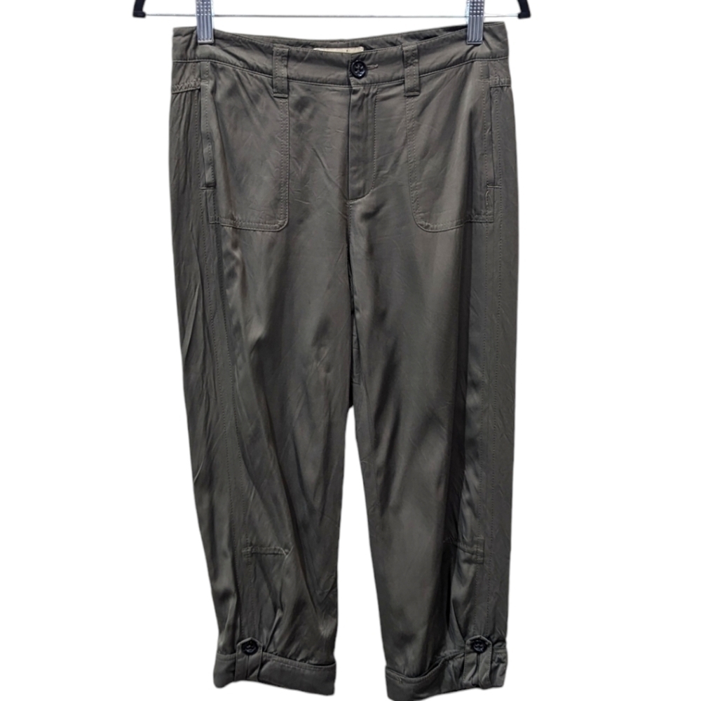 Oui Collection Lightweight Soft Button Cuff Cropped Khaki Pants (2)